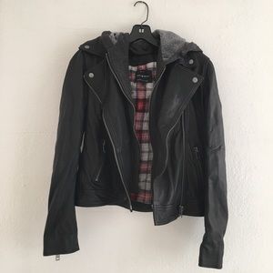 Lucky Brand Hooded Leather Jacket